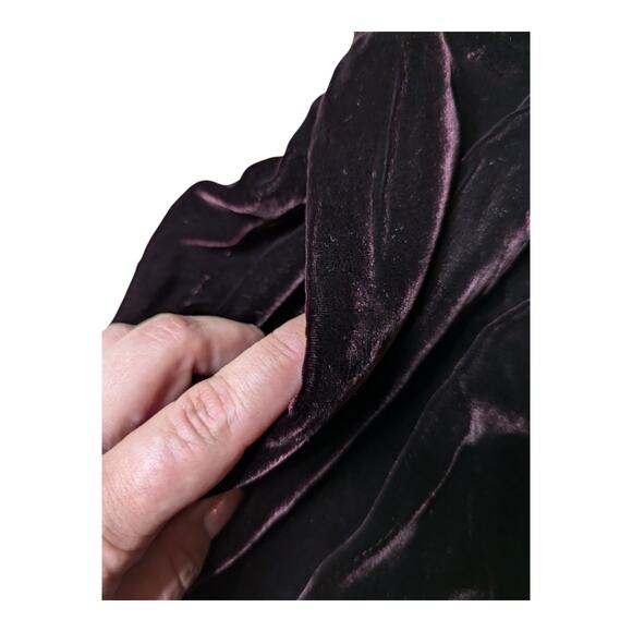 Vtg 1990s Elisabeth Brown Silk Blend Velvet Straight Leg High Rise Pants 20 - Picture 3 of 5